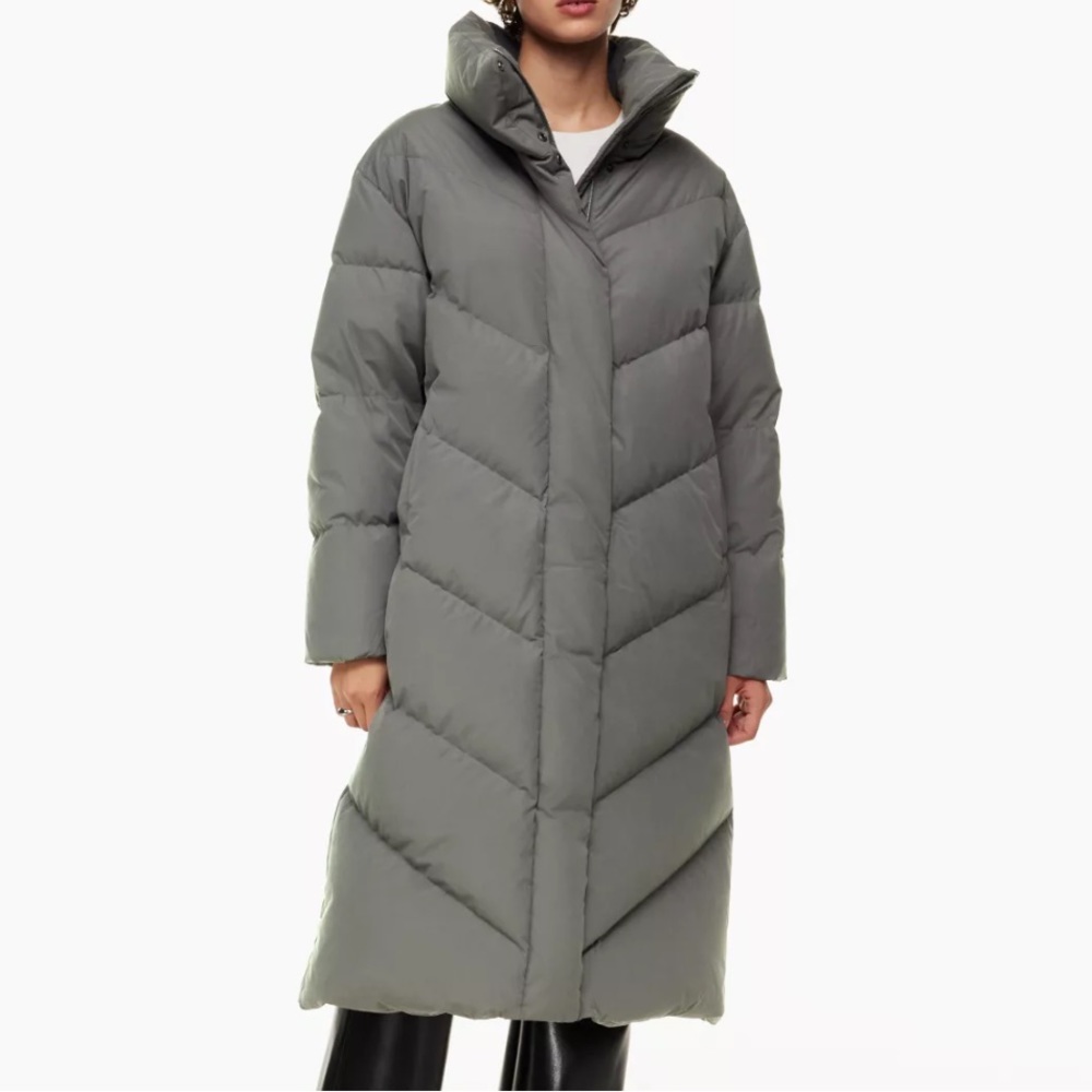 Aritzia Wilfred Long Grey Puffer